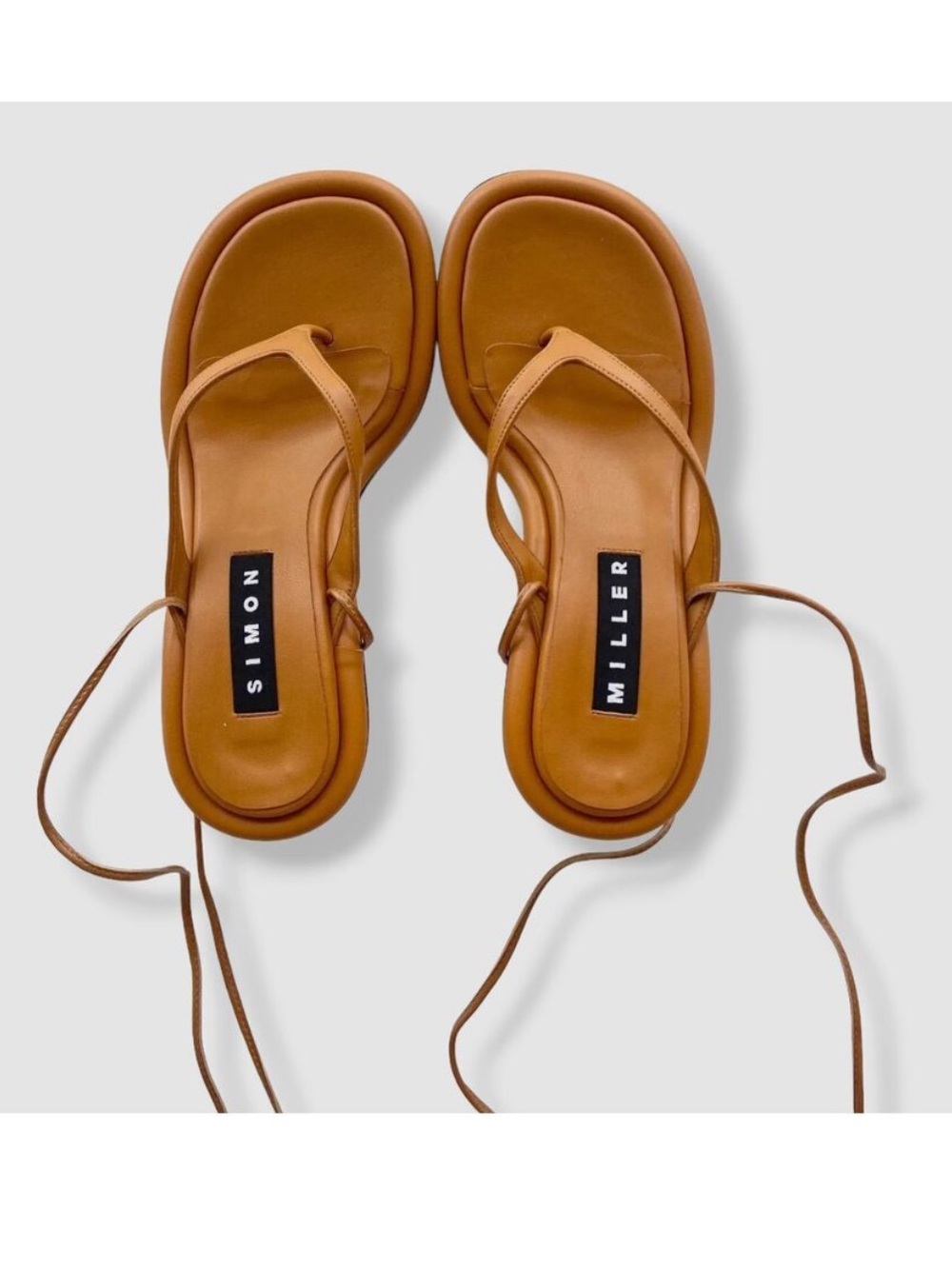 $465 Simon Miller Women's Brown Ankle-Wrap Thong Sandals Shoes Size US 7/EU 37